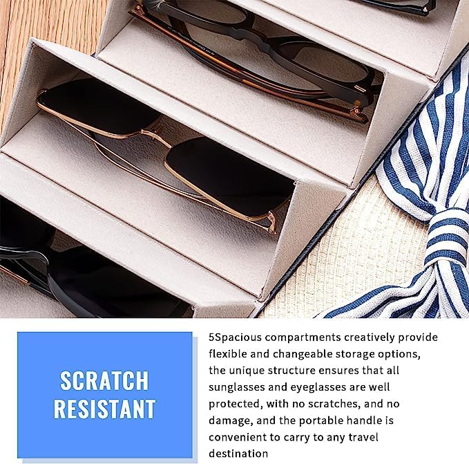 Ticacos Travel Sunglasses Organizer, Sunglasses Travel Case for Multiple Pairs, Multiple Glasses Travel Case for Women, Men - Image 5